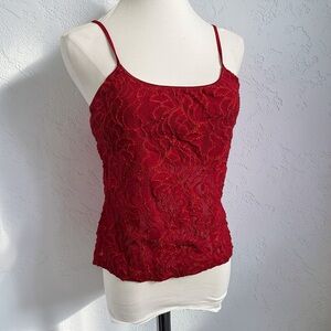 Vintage Red Lace Camisole Y2K Romantic Fairycore Bustier Top S